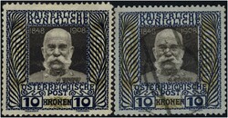 1908 10 Kronen 60-jähriges Regierungsjubiläum gestempelt bzw. 1908 ...