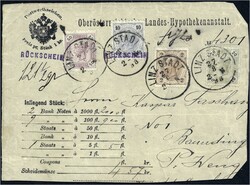 1890/99 4 Belege und 2 Briefstücke, dabei Mischfrankatur, ...