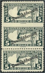 1919 5 Heller Eilmarke, senkrechtes Paar, Mitte ungezähnt, ...