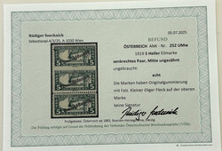 1919 5 Heller Eilmarke, senkrechtes Paar, Mitte ungezähnt, ...