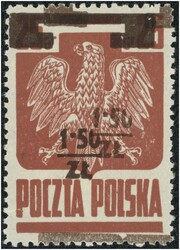 1945 Freimarken 1,50 Zl. mit "doppeltem Aufdruck", doppelt signiert ...