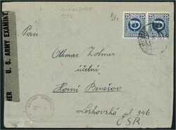 1946/1947 3 zensurierte Poststücke mit Posthorn bzw. bunter ...