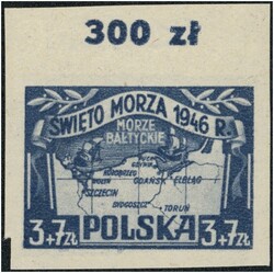 1946 Tag des Meeres, 3 (Zl.) ungezähntes oberes Randstück 1946  ...