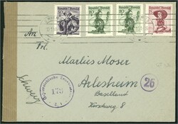1948/52 TRACHTEN, 7 Poststücke mit Trachtenfrankaturen und ...