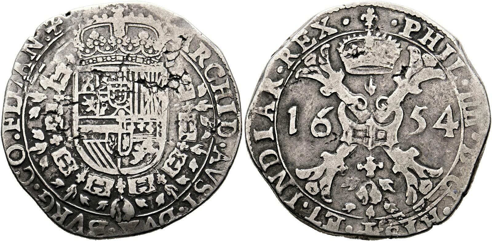 BELGIEN - Brabant Philipp IV. 1621-1665 Patagon 1654 Brügge  Katalog ...