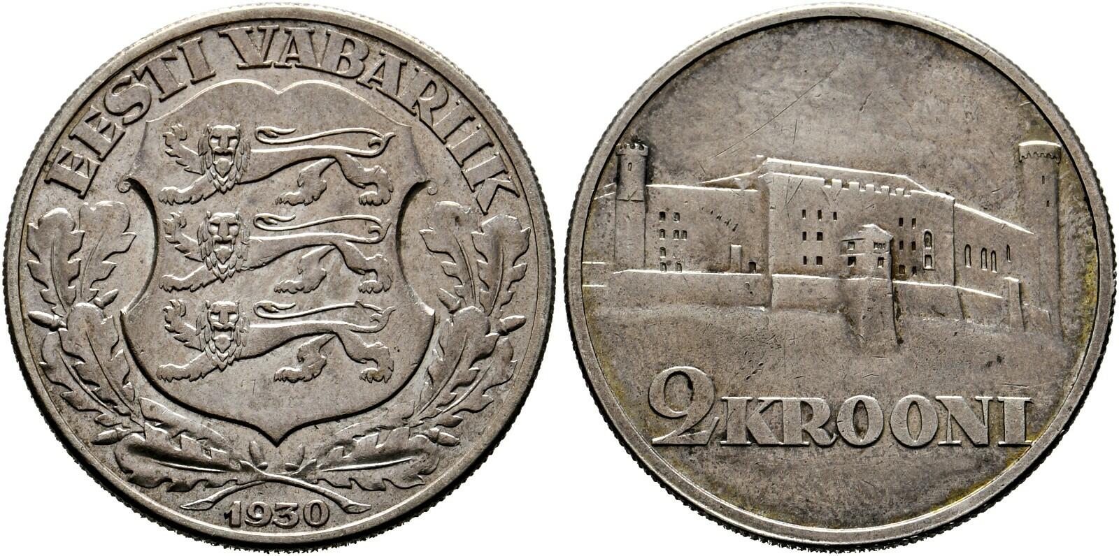 ESTLAND - Republik  2 Krooni 1930 RV leichte Kratzer  Katalog: KM ...