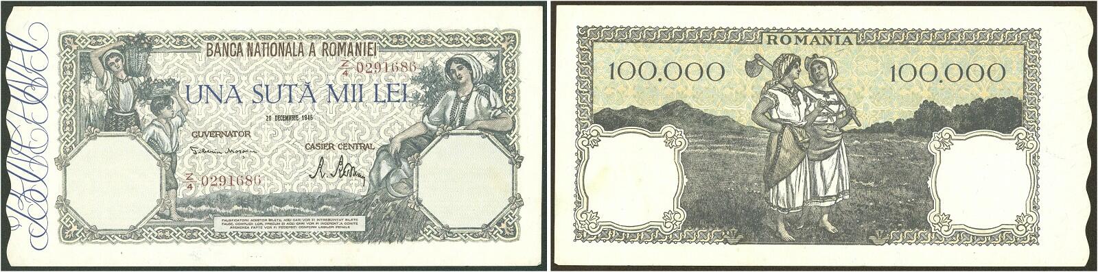 RUMÄNIEN  Lot 9 Stk. 500 Lei 1942 (3x); 5000 Lei 1943; 100000 Lei ...