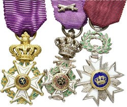 BELGIEN  Konvolut von 10 Miniaturen 2x Kronen Orden, 2x Orden vom ...