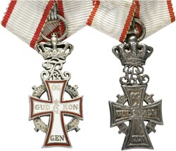 DÄNEMARK Danebrog Orden Konvolut von 2 Miniaturen; Ritter Kreuz ...
