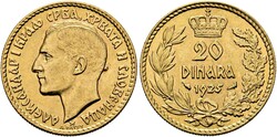 JUGOSLAWIEN - Königreich Alexander I. 1921-1934 20 Dinara 1925 Paris ...