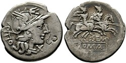 RÖMISCHE REPUBLIK L. Sempronius Pitio Denarius (3,70 g), Roma, 148 v ...