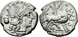 RÖMISCHE REPUBLIK Sex. Pompeius Faustulus Denarius (3,77 g), Roma, ...