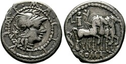 RÖMISCHE REPUBLIK M. Acilius M.f. Denarius (3,83 g), Roma, 130 v. ...