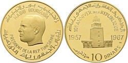 TUNESIEN - Republik seit 1957 10 Dinars (19,11g) 1967 10 Jahre ...