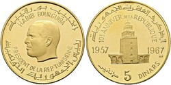 TUNESIEN - Republik seit 1957 5 Dinars (9,53g) 1967 10 Jahre ...