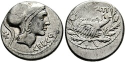 RÖMISCHE REPUBLIK Q. Lutatius Cerco Denarius (3,81 g), Roma, 109/108 ...