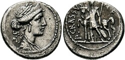 RÖMISCHE REPUBLIK P. Licinius Crassus M.f. Denarius (3,72 g), Roma, ...