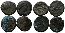 GRIECHISCHE MÜNZEN Lot Lot (4). Lot aus 4 Bronzemünzen aus Syrakus ...