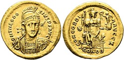 Solidus (4,46g) 408-420 n. Chr. Constantinopolis, 7. Offizin, Büste ...