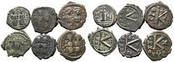 Lot (6) Lot von 6 Bronzemünzen des Iustinus II.: 5x Halbfolles (4x ...