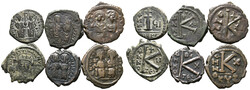 Lot (6) Lot von 6 Bronzemünzen des Iustinus II.: 5x Halbfolles (4x ...