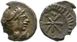 AE-Münze (0,49g) Büste mit Perlendiadem, Drapierung und Kürass / ...