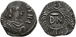 1/2 Siliqua (zu 50 Denarii) (0,8g) 484-496 n. Chr. Karthago, Büste ...