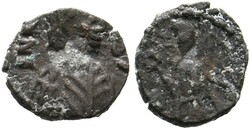 AE-Münze (0,55g) 496-523 n. Chr. Karthago, Büste mit Perlendiadem, ...