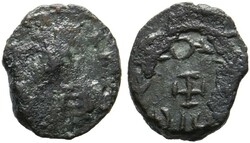 AE-Münze (0,44g) 523-530 n. Chr. Karthago, Büste mit Perlendiadem, ...