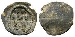 Tessera (Blei, Pb) (2,11g) 2.-3. Jhdt. n. Chr. Togatus und weibliche ...