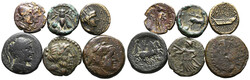 Lot Griechen (6) Lot von 6 griechischen Bronzemünzen: Caelia (1x), ...