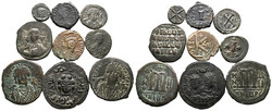 Lot Byzanz (9) Lot von 9 Bronzemünzen, darunter: Mauricius Tiberius ...