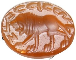 Sasanidische Gemme (Intaglio) (12mm) aus Karneol, ca. 3.-7. Jh. n. ...