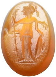 Römische Gemme (Intaglio) (14mm) aus Karneol, ca. 1.-3. Jh. n. Chr. ...