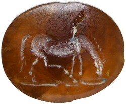 Römische Gemme (Intaglio) (14mm) aus Karneol, ca. 1.-3. Jh. n. Chr. ...