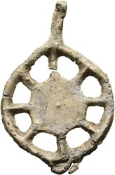 Römische Votivgabe (54mm) aus Blei in Form einer Sonnenscheibe, ...