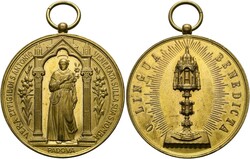 Lot 2 Stück; a) tragbare AE-Medaille (vergoldet) Auf das Wunder, ...