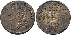 Gun Money Shilling September 1689 Dublin Prägeschwäche am Rand  ...