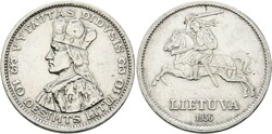 10 Litu 1936 gereinigt, kl. Kratzer  Katalog: KM 83