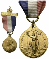 Lot 6 Stück; a) Napoleon III. AE-Medaille 1867 von Ponscarne, auf ...