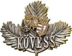 KÖVESS Tannenzweig. mit aufgelegtem Doppelwappen, Tombak versilbert ...