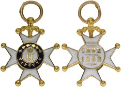 Ordensminiatur ohne Krone. Revers "1292 - 1860". Gold, emailliert (1 ...