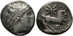 Drachme (3,81g) Typus "Leierblume-Stern" Kopf des Apollon mit Taenia ...