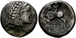 Tetradrachme (7,35g) Stilisierter Kopf mit Lorbeerkranz, im l. Feld ...