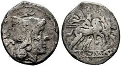 Sestertius (0,98g) 211-208 v. Chr. Roma, Kopf der Roma mit ...