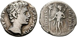 Denarius (3,56g) Münzstätte in Hispania (Colonia Patricia?), 19 v. ...