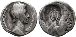 Denarius (Fehlprägung, Brockage) (3,53g) nach 15 v. Chr. Lugdunum ...