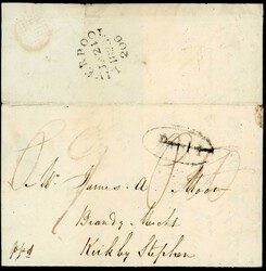 LIVERPOOL PENNY POST "Paid 1": 1823 EL Liverpool to Kirkby Stephen ...