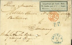 VERY RARE "LAND-MAIL" LABEL OF BATAVIA P.O. ON COVER FROM ARNHEM TO ...