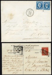 FRANCE - CORSICA MAILS IN AND OUT: 1836-1908 group inc. 1836 EL ...